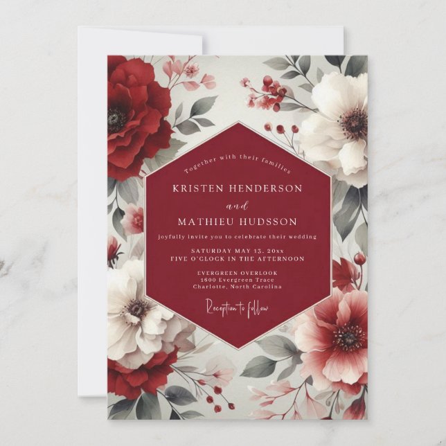 Invitación Burgundy Majestic Autumnal Wedding (Anverso)
