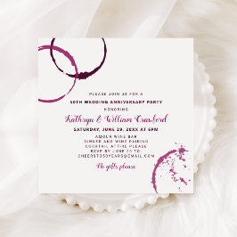 Invitación Burgundy Mancha de Vino 50 Aniversario de Boda