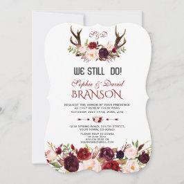 Invitación Burgundy Marsala Floral Antlers TODAVÍA HACEMOS