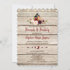 Invitación Burgundy Marsala Floral Lantern Brunch & Bubbly