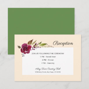 Invitación Burgundy Marsala Floral   Recepción de Boda