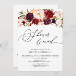 Invitación Burgundy Marsala florió ducha de novia por correo