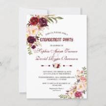 Burgundy Marsala Rubor Floral Engagement Party