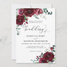 Invitación Burgundy Marsala Rustic Floral Greeneration Boda