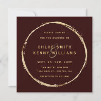 Burgundy Marsala Rustic Gold Circle Boda Square