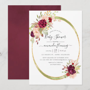 Invitación Burgundy-Marsala y Cumpleaños Geométrico de Niñita