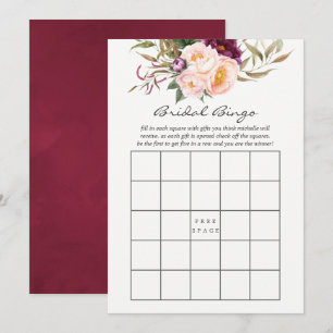 Invitación Burgundy - Marsala y Floral de Melocotón Bingo Nup