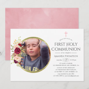 Invitación Burgundy-Marsala y Primera Comunión de Besos