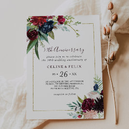 Invitación Burgundy Moderno Aniversario de Bodas de 50 años