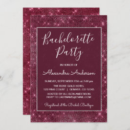 Invitación Burgundy Morple Sparkle Bachelorette Party