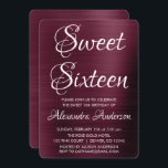 Invitación Burgundy Morple Sweet Dieciséis cumpleaños<br><div class="desc">Morado de Borgoña - Cranberry Marsala Elegante y Moderno Dulce Dieciséis Invitaciones del partido de Relieve metalizado Metalizado cepillado metálico. Esta invitación es perfecta para una fiesta de cumpleaños de dulces de Borgoña 16 que busca celebrar en Cranberry y Blanco. Se pueden solicitar elementos coincidentes contactando con el diseñador.</div>