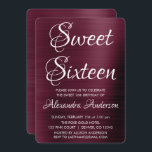 Invitación Burgundy Morple Sweet Dieciséis cumpleaños<br><div class="desc">Morado de Borgoña - Cranberry Marsala Elegante y Moderno Dulce Dieciséis Invitaciones del partido de Relieve metalizado Metalizado cepillado metálico. Esta invitación es perfecta para una fiesta de cumpleaños de dulces de Borgoña 16 que busca celebrar en Cranberry y Blanco. Se pueden solicitar elementos coincidentes contactando con el diseñador.</div>