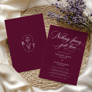 Invitación Burgundy Nada Lujoso Solo Amor Guión de Boda