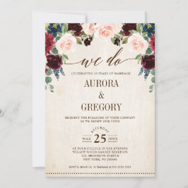 Invitación Burgundy Naval Floral Rustic Country We Do