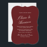 Invitación Burgundy Old Money Calligraphy Wedding Invitation<br><div class="desc">Old Money wedding invitations designed for a timeless, heirloom-level celebration. This estate script wedding invitation blends Heritage Red elegance with classic European calligraphy for a truly aristocratic aesthetic. Inspired by 2026 Regency Revival and Quiet Luxury movements, it’s perfect for the refined, traditional bride who loves formal wording and couture typography....</div>