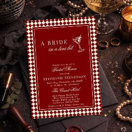 Invitación Burgundy Old Money Checkered Martini Bridal Shower