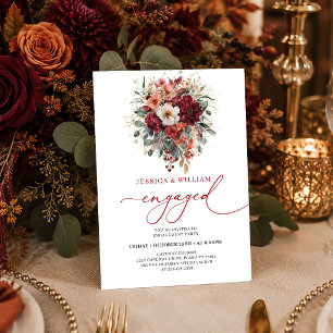 Invitación Burgundy Oro Eucalipto Otoño Sin Tiempo compromiso