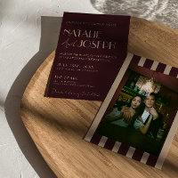 Burgundy Oro Viejas Rayas Foto Boda