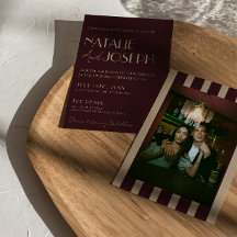 Burgundy Oro Viejas Rayas Foto Boda