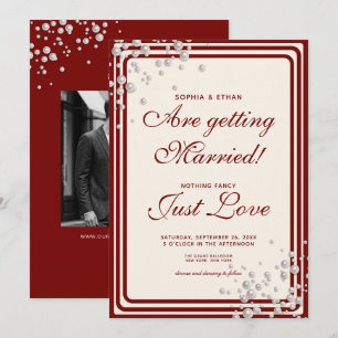 Invitación Burgundy Perlas Nada Lujoso Solo Amor Boda