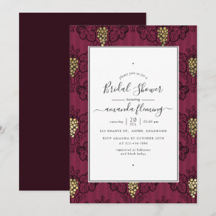 Invitación Burgundy Plum y degustación de vinos dorados para 