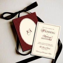 Burgundy Profundo con Franja de Marfil Óvalo Boda