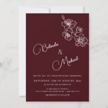 Burgundy Profundo Floral Blanco | Boda de Foto