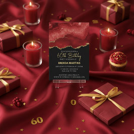 Invitación Burgundy Red Gold Glitter  Watercolor