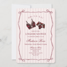 Invitación Burgundy Red Lingerie Shower Bridal Lace