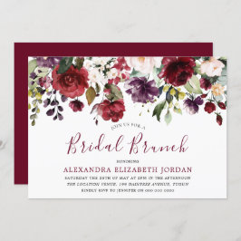 Invitación Burgundy Red Watercolor Bridal Shower Brunch