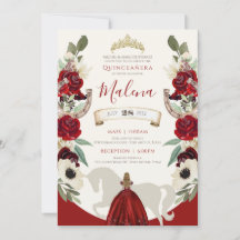 Burgundy Red Western Watercolor Charro Quinceañera