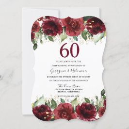 Invitación Burgundy Rojo Romántico 60 Aniversario de Boda