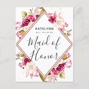 Invitación Burgundy Rose Gold ¿Serás mi Dama de Honor
