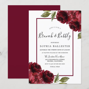 Invitación Burgundy Roses Roses Roses Bridal Shower Brunch &