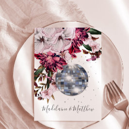 Invitación Burgundy Rubor Disco Floral Gold Elegant Wedding