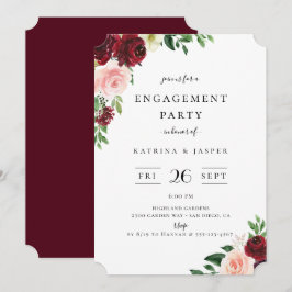 Invitación Burgundy Rubor Floral Engagement Party