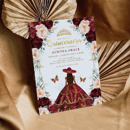 Invitación Burgundy Rubor Quinceañera Charro Vestir Mis Quinc
