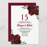 Invitación Burgundy Ruby Red Rose 15° Aniversario del Boda<br><div class="desc">Invitación al 15º aniversario de la Rosa Roja de Borgoña Ver colección de coincidencias en la tienda</div>