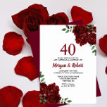 Invitación Burgundy Ruby Red Rose 40th Wedding Anniversary<br><div class="desc">Burgundy Ruby Red Rose 40th Wedding Anniversary Invitation

See matching collection in store</div>