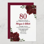 Invitación Burgundy Ruby Red Rose 80º Aniversario Boda<br><div class="desc">Invitación al aniversario de la Rosa Roja de Borgoña 80º Boda Ver colección de coincidencias en la tienda</div>