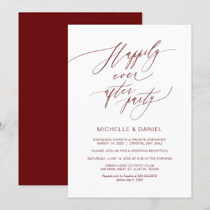 Invitación Burgundy Script Romántico, Boda Elopement