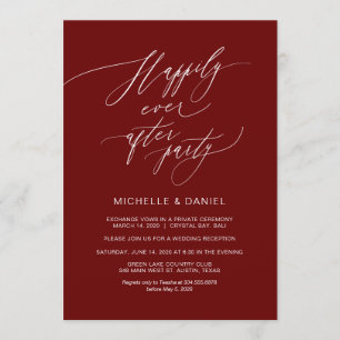 Invitación Burgundy Script Romántico, Boda Elopement
