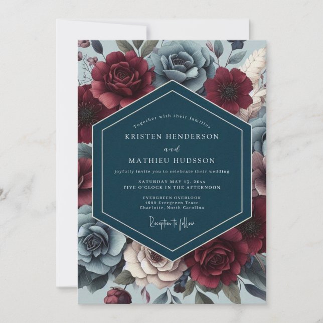 Invitación Burgundy Slate Gloaming Wedding (Anverso)