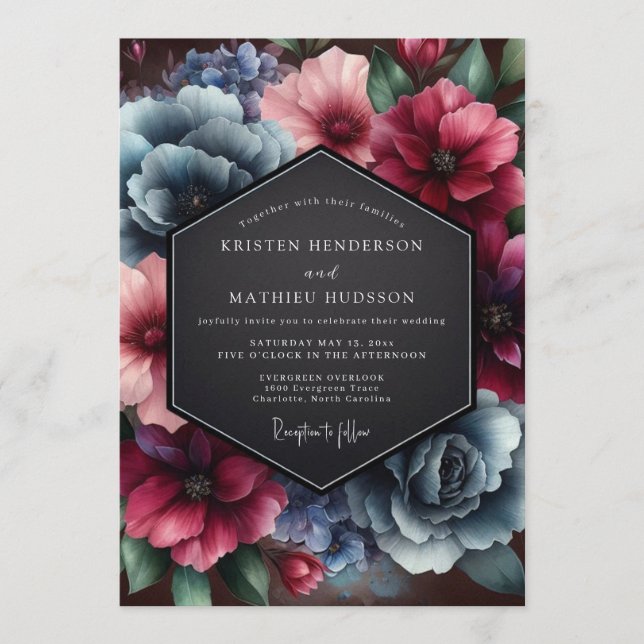 Invitación Burgundy Slate Renaissance Wedding (Anverso)