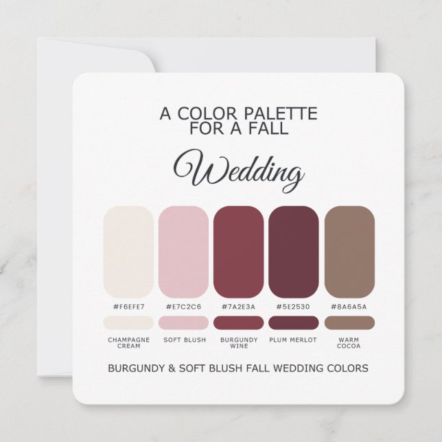 Invitación Burgundy Soft Blush Fall Wedding Palette 2026 Card (Anverso)