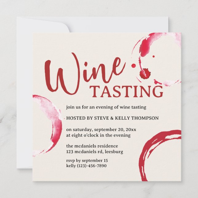 Invitación Burgundy Stain Wine Tasting Invitation (Anverso)