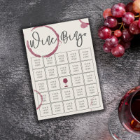 Burgundy Stains Wine Bingo Card