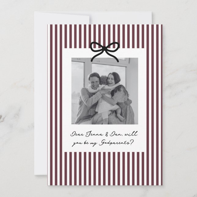 Invitación Burgundy Stripes Godparents Proposal (Anverso)