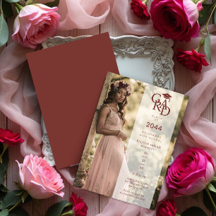 Invitación Burgundy Stylish Photo Graduation Party TMF26