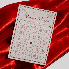 Invitación Burgundy Valentine Bridal Shower Bingo Game Card